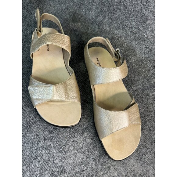 Easy Spirit Sandals Women's 8.5M Gold Leather Sandals Adjustable Ankle Straps - Picture 2 of 13